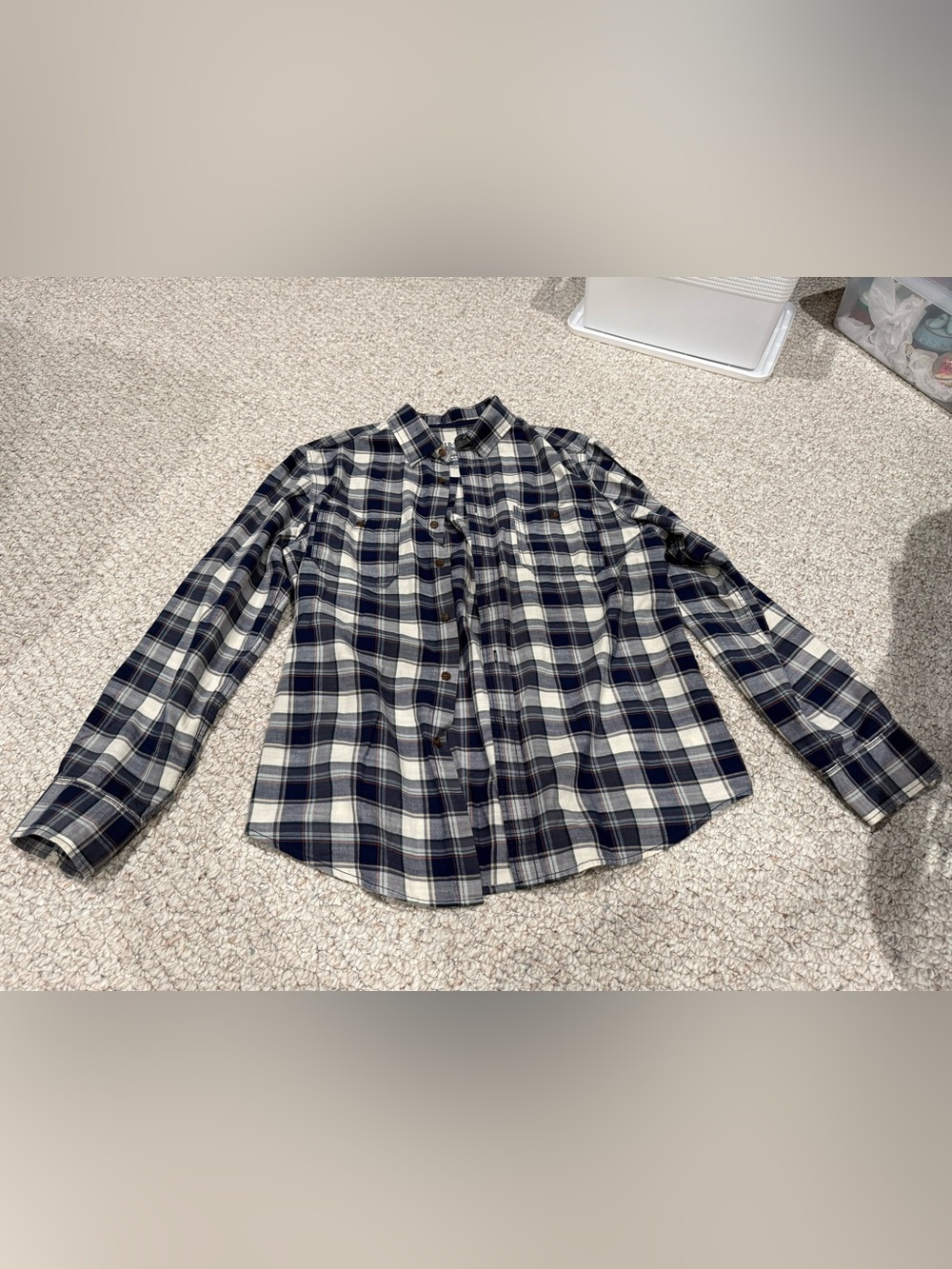 Mossimo Supply Co. Navy and White Plaid Button-Down Shirt